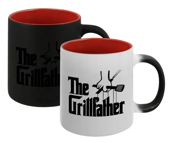 The Grill Father — Κούπα Μαγική εσωτερικό κόκκινο, κεραμική, 330ml που αλλάζει χρώμα με το ζεστό ρόφημα