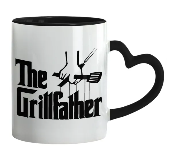 The Grill Father — Mug heart black handle, ceramic, 330ml