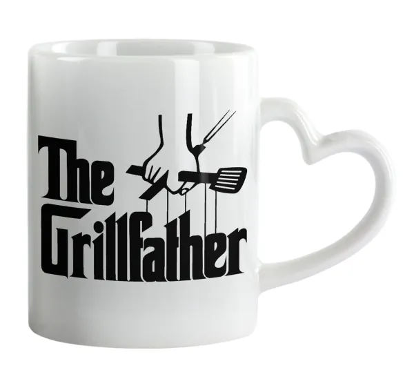 The Grill Father — Κούπα καρδιά χερούλι λευκή, κεραμική, 330ml