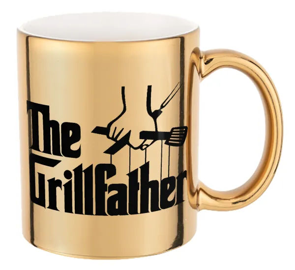 The Grill Father — Mug ceramic, gold mirror, 330ml