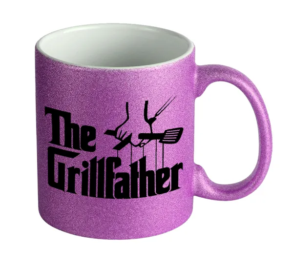 The Grill Father — Purple glitter mug that sparkles, ceramic, 330ml