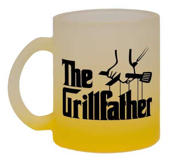 The Grill Father — Κούπα γυάλινη δίχρωμη με βάση το κίτρινο ματ, 330ml