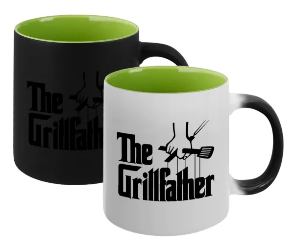 The Grill Father — Magic mug with green interior, ceramic, 330ml, changes colour with hot drinks