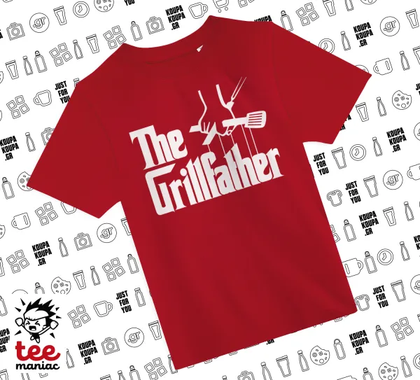 The Grill Father — RED childrens T-Shirt made of 100% cotton, for every day. Vegan & OEKO-TEX certified.