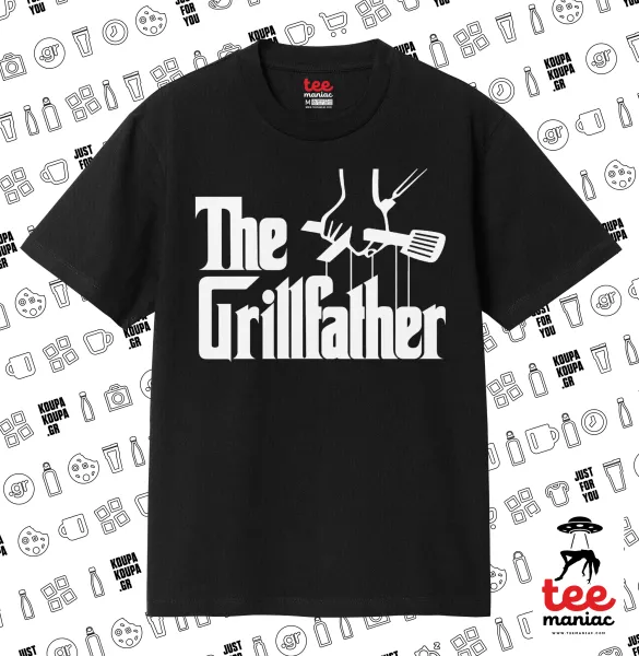The Grill Father — ΜΑΥΡΟ Κλασικό T-Shirt, διπλής ραφής, χωρίς πλευρικές ραφές από 100% βαμβάκι. Vegan & OEKO-TEX πιστοποιημένο.