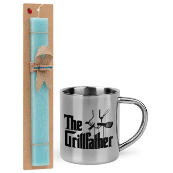 The Grill Father, Easter Set, metallic thermal cup (300ml) & aromatic flat Easter candle (30cm) (TURQUOISE)