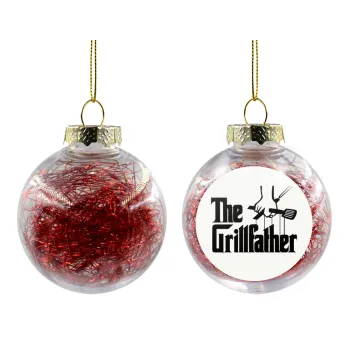 The Grill Father, Στολίδι Χριστουγεννιάτικη μπάλα δένδρου διάφανη με κόκκινο γέμισμα 8cm
