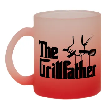 The Grill Father, Κούπα γυάλινη δίχρωμη με βάση το κόκκινο ματ, 330ml