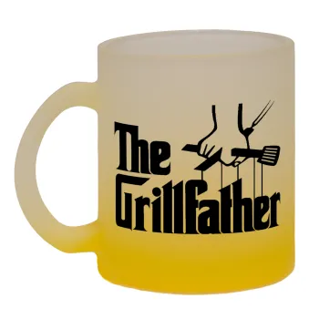 The Grill Father, Κούπα γυάλινη δίχρωμη με βάση το κίτρινο ματ, 330ml
