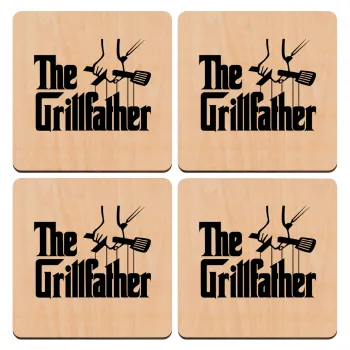 The Grill Father, ΣΕΤ x4 Σουβέρ ξύλινα τετράγωνα plywood (9cm)