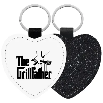 The Grill Father, Μπρελόκ PU δερμάτινο glitter καρδιά ΜΑΥΡΟ