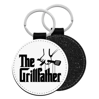 The Grill Father, Μπρελόκ Δερματίνη, στρογγυλό ΜΑΥΡΟ (5cm)