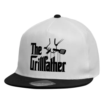 The Grill Father, Καπέλο παιδικό Flat Snapback, Λευκό (100% ΒΑΜΒΑΚΕΡΟ, ΠΑΙΔΙΚΟ, UNISEX, ONE SIZE)