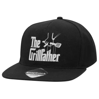 The Grill Father, Καπέλο Ενηλίκων Flat Snapback Μαύρο, (100% ΒΑΜΒΑΚΕΡΟ TWILL, ΕΝΗΛΙΚΩΝ, UNISEX, ONE SIZE)