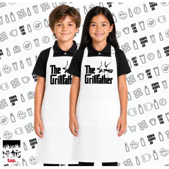 The Grill Father, Λευκή ΠΑΙΔΙΚΗ Ποδιά μακριά Σεφ ολόσωμη με τσέπες