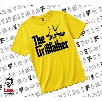 The Grill Father, yellow childrens T-Shirt made of 100% cotton, for every day. Vegan & OEKO-TEX certified.
