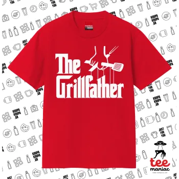 The Grill Father, Κλασικό T-Shirt, διπλής ραφής, χωρίς πλευρικές ραφές ΚΟΚΚΙΝΟ από 100% βαμβάκι. Vegan & OEKO-TEX πιστοποιημένο.