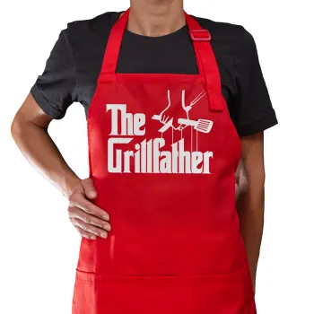 The Grill Father, Ποδιά Μακριά Σεφ ολόσωμη με τσέπες Κόκκινη (ΕΝΗΛΙΚΩΝ)