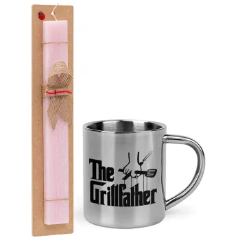 The Grill Father, Easter Set, metallic thermal cup (300ml) & aromatic flat Easter candle (30cm) (PINK)