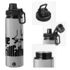 Metallic water bottle with safety cap, 850ml aluminum