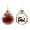 Transparent Christmas tree ball ornament with red filling 8cm