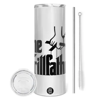 The Grill Father, Tumbler ποτήρι θερμό από ανοξείδωτο ατσάλι 600ml, με μεταλλικό καλαμάκι & βούρτσα καθαρισμού