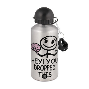 Hey! You dropped this, Metallic water jug, Silver, aluminum 500ml