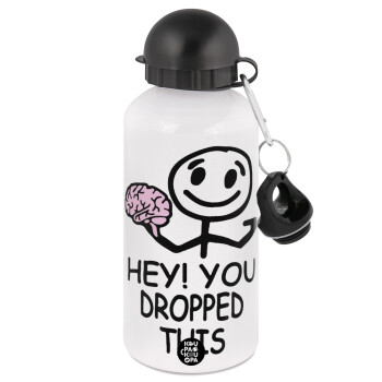 Hey! You dropped this, Metal water bottle, White, aluminum 500ml