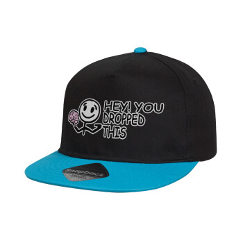 Hey! You dropped this, Καπέλο παιδικό Flat Snapback, Μαύρο/Μπλε (100% ΒΑΜΒΑΚΕΡΟ, ΠΑΙΔΙΚΟ, UNISEX, ONE SIZE)