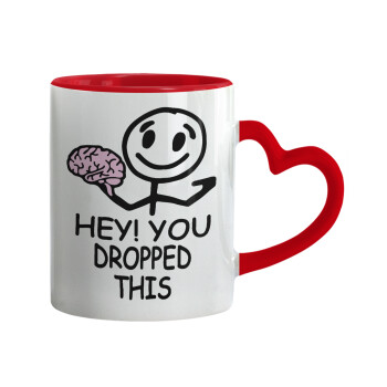 Hey! You dropped this, Mug heart red handle, ceramic, 330ml