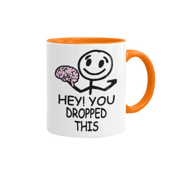 Hey! You dropped this, Mug colored orange, ceramic, 330ml