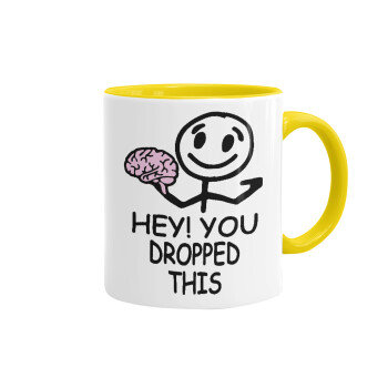 Hey! You dropped this, Mug colored yellow, ceramic, 330ml