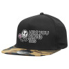 Adult Flat Snapback Hat Black/Camouflage, (100% COTTON TWILL, ADULT, UNISEX, ONE SIZE)