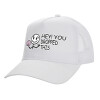 Structured Trucker Adult Hat, with Mesh, WHITE (100% COTTON, ADULT, UNISEX, ONE SIZE)