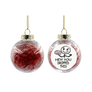 Hey! You dropped this, Χριστουγεννιάτικη μπάλα δένδρου διάφανη με κόκκινο γέμισμα 8cm