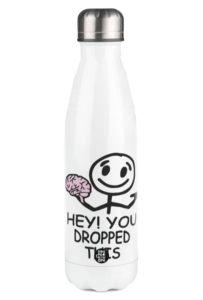 Hey! You dropped this — Μεταλλικό παγούρι θερμός Λευκό (Stainless steel), διπλού τοιχώματος, 500ml