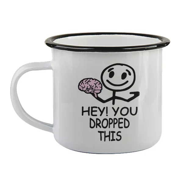 Hey! You dropped this — Enamel mug with black rim, 360ml