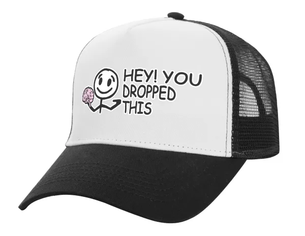 Hey! You dropped this — Καπέλο Ενηλίκων Structured Trucker, με Δίχτυ, ΛΕΥΚΟ/ΜΑΥΡΟ (100% ΒΑΜΒΑΚΕΡΟ, ΕΝΗΛΙΚΩΝ, UNISEX, ONE SIZE)