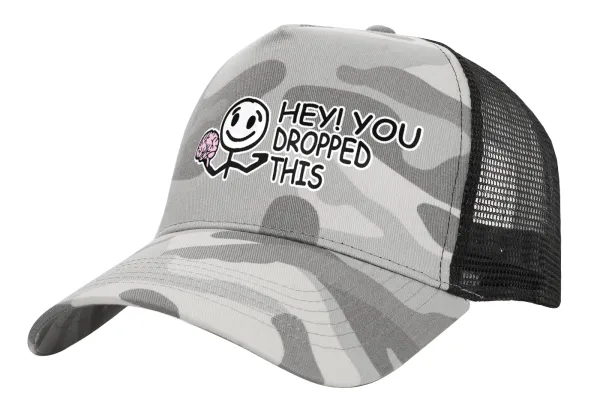 Hey! You dropped this — Καπέλο Ενηλίκων Structured Trucker, με Δίχτυ, (παραλλαγή) Army Camo (100% ΒΑΜΒΑΚΕΡΟ, ΕΝΗΛΙΚΩΝ, UNISEX, ONE SIZE)