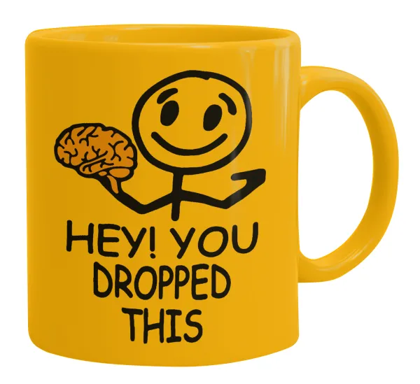 Hey! You dropped this — Ceramic coffee mug yellow, 330ml