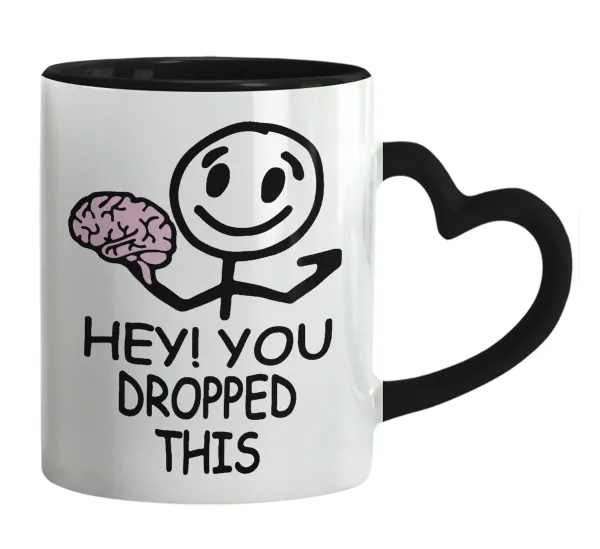 Hey! You dropped this — Mug heart black handle, ceramic, 330ml
