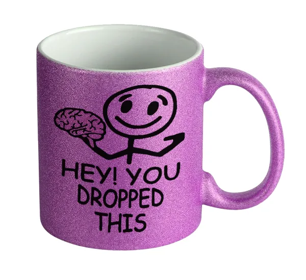 Hey! You dropped this — Κούπα Μωβ Glitter που γυαλίζει, κεραμική, 330ml
