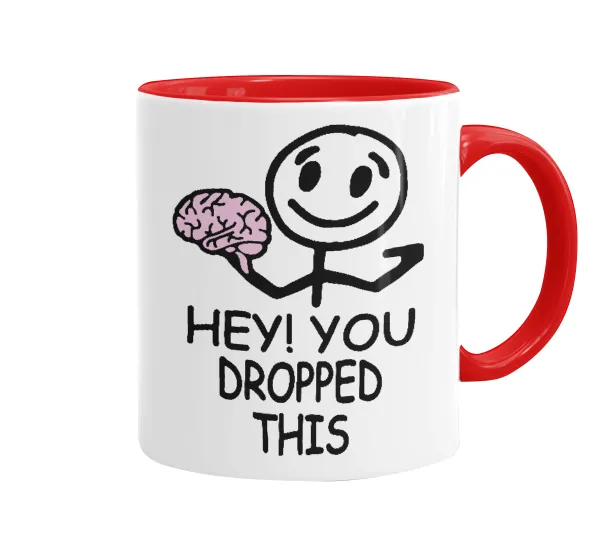 Hey! You dropped this — Κούπα χρωματιστή κόκκινη, κεραμική, 330ml