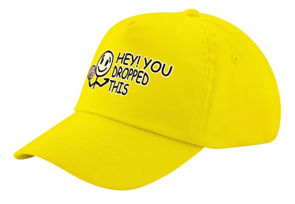 Hey! You dropped this — Child's Baseball Cap, 100% Cotton Twill, Yellow (COTTON, CHILD, UNISEX, ONE SIZE)