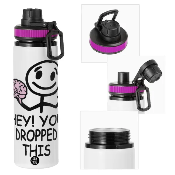 Hey! You dropped this — Μεταλλικό παγούρι νερού με καπάκι ασφαλείας, αλουμινίου 850ml