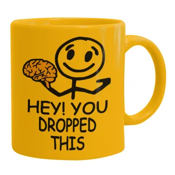Hey! You dropped this, Ceramic coffee mug yellow, 330ml
