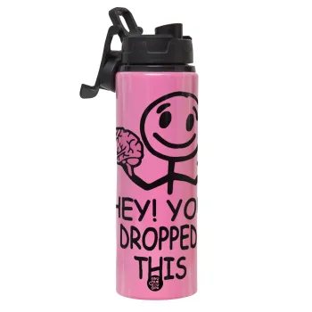 Hey! You dropped this, Metallic water bottle with safety lid, 850ml aluminum