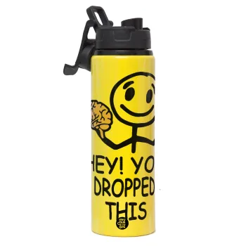 Hey! You dropped this, Metallic water bottle with safety lid, 850ml aluminum