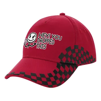 Hey! You dropped this, Adult Cap RACING Ultimate Red/Black, (100% COTTON DRILL, ADULT, UNISEX, ONE SIZE ADULT)