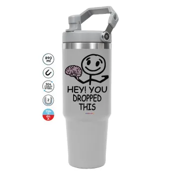 Hey! You dropped this, ΓΚΡΙ χρώματος Θερμός Ανοξείδωτο 890ml (30oz) με χερούλι